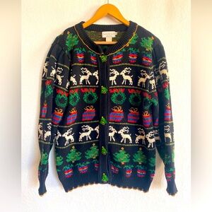 Vintage 1980's/1990's Sweater Loft Christmas Sweater Cardigan Ugly Sweater SZ M